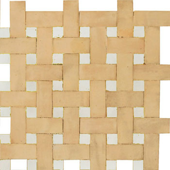 Mosaic House Moroccan tile Basketweave 14-1 Natural, Unglazed, Terracotta White  zellige, mosaic, zellij, field, pattern, glaze, simple, classic 